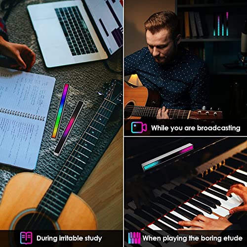 Soulpunk Rgb Rechargeable Sound Control Light, Voice-Activated Pickup Music Rhythm Lights, Creative Colorful Led Ambient Light, With 15 Modes Music Sync 32-Bit Audio Spectrum For Car, Gaming（4 Packs） #TOP3