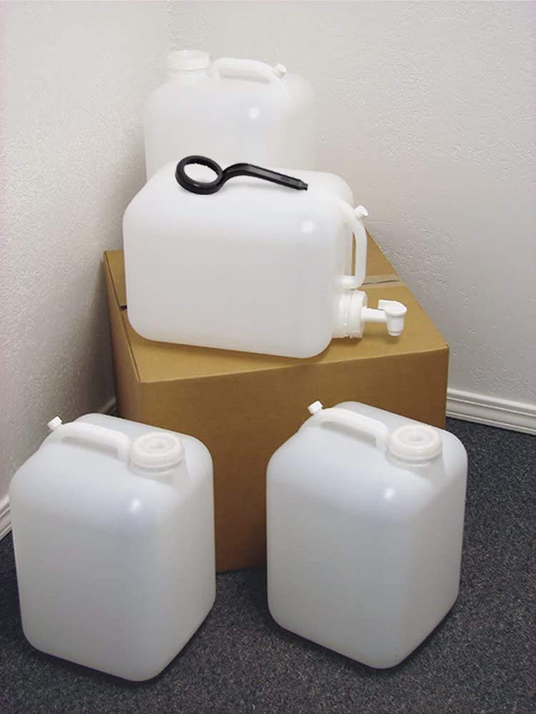 5 Gallon Carboy, 4-Pack (20 Gallons), Emergency Water Storage Kit - New - Clean - Boxed - Includes one Spigot & one Cap Wrench