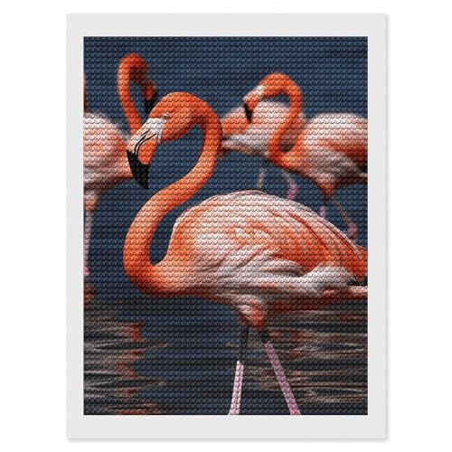 Diamond painting flamant rose kit complet toile strass rond