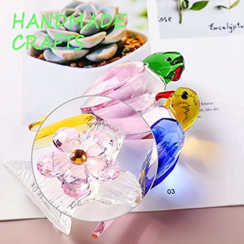 Movdyka Glass Love Birds Collectible Figurine Gifts for Couples on Wedding Crystal Animal Ornament for Home Decor Handmade 4.3in. Lovebirds for Her On Anniversary Christmas - Image 3