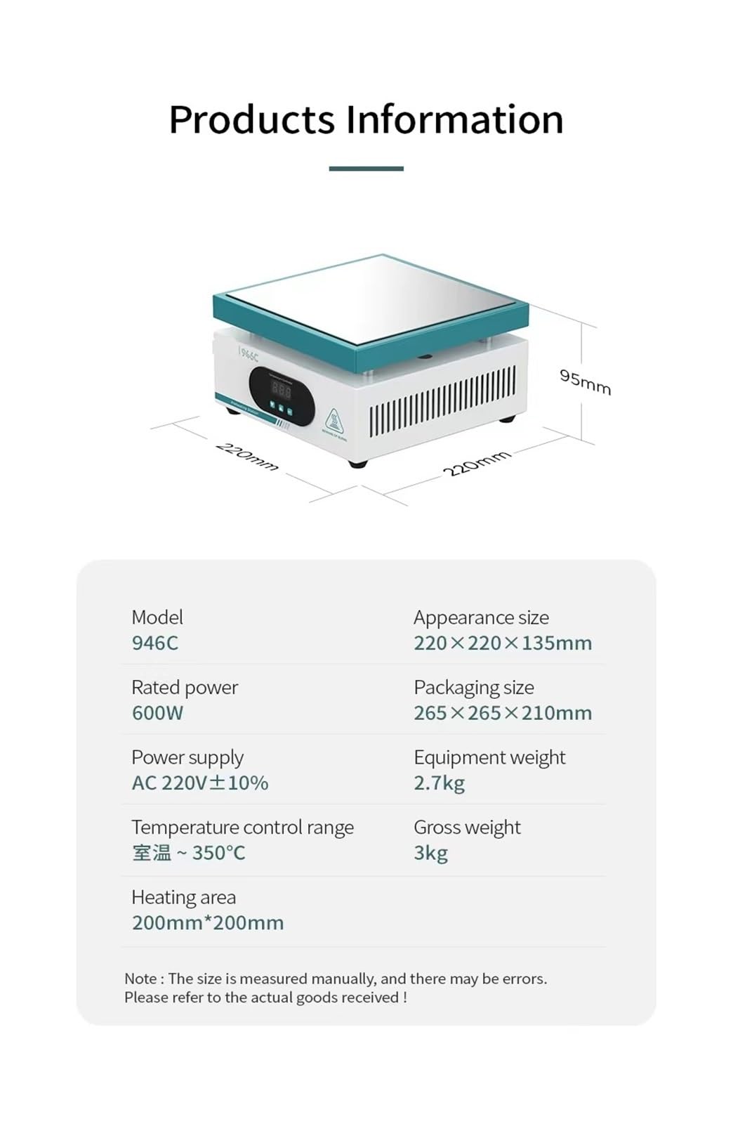600 W 946C Elektronische Heizplatte Vorheizen Vorwärmstation 200 x 200 mm for BGA PCB SMD Heizung Led Lampe Entlöten Heizplatten