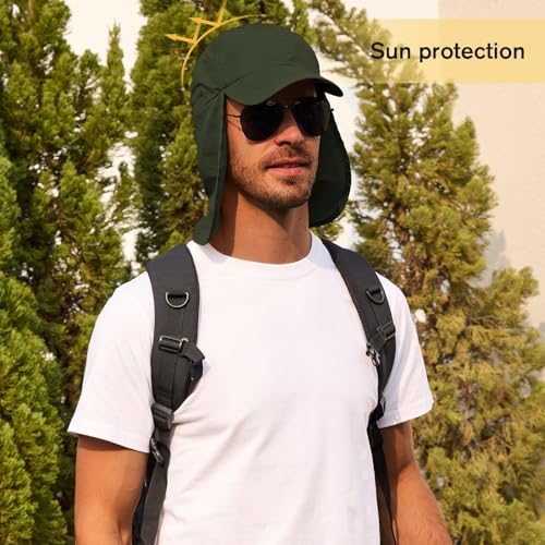 Image of American Trends Mens Sun Hat with Neck Flap, UV Protection Outdoor Flap Hat, Packable Soft Fishing Hiking Gardening Hat