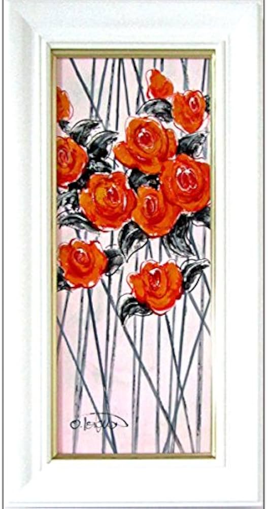 柿田 治 赤い花 油彩画