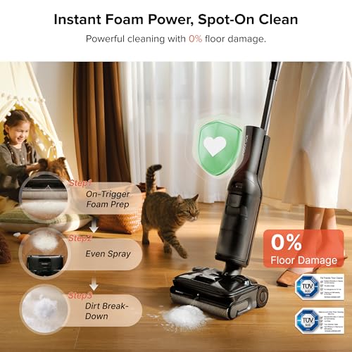 Image of roborock F25 ACE Pro Foam Wet Dry Vacuum Cleaner, Cordless Vacuum Mop, 25000Pa Foam Spray Mop, 203F Self-Cleaning Hard Floor Cleaner Machine for Tile Hardwood Floor Gentle Cleaning, 180 Lie Flat