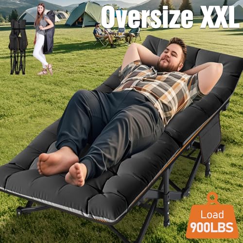 ABORON Oversized Folding Camping Cot for Adults, Double Layer 1200D, 500lb Capacity, Heavy Duty Guest Cot with Mat & Carrying Bag for Indoor & Outdoor Use