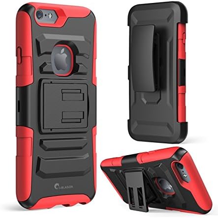 iPhone 6s Case ,i-Blason Prime [Kickstand] Also Fit Apple iPhone 6 Case (4.7) Dual Layer Holster Cover with [Locking Belt Swivel Clip] (Red)