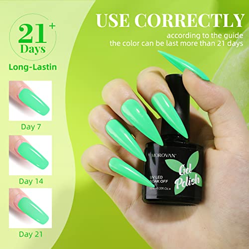 Morovan Rainbow Gel Nail Polish Kit 6 Colors Bright Yellow Green Blue Purple Pink Orange Gel Nail Polish Set Soak Off Uv Neon Gel Nail Polish For Diy Nail Art Manicure At Home Salon #TOP2