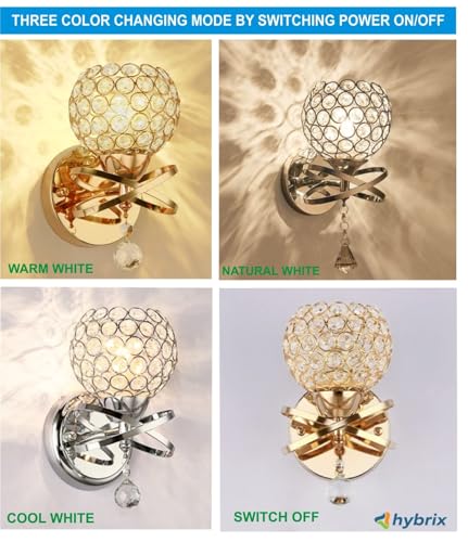 Image of blissbells Luxury Crystal Globe Wall Light with Golden Butterfly Design | Designer Decorative Wall Lamp for Living Room, Bedroom, Hallway & Staircase | Warm White Ambient Lighting