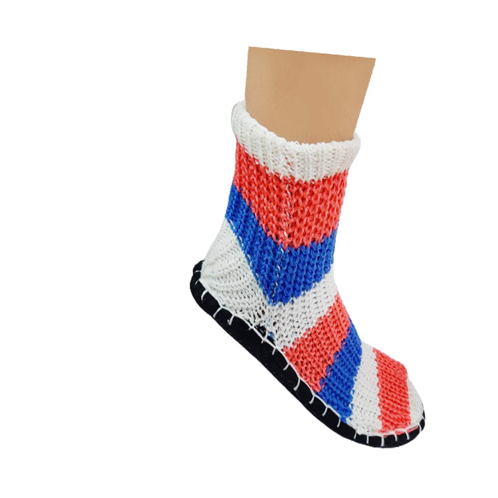 MAGIC Warm Winter Ankle Length Slipper Socks for Unisex Multi-Coloured Warm Knitted Booties Slipper Socks Warm Socks for Indoor use - Soft Rubber Sole - 1 Pair (Multicolour, Free Size) - Image 3 thumbnail