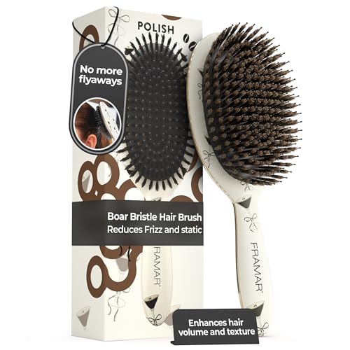FRAMAR Soft Boar Bristle Hair Brush for Women