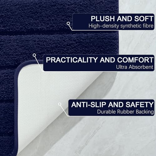 AROGAN Luxury Long Bathroom Runner Rugs 24x60 Inch Bath Rug, Navy Blue by AROGAN - Used condition - Image 7