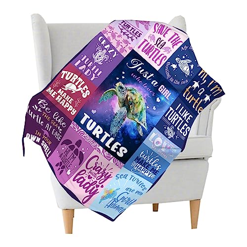 Just a Girl Who Loves Turtles Blanket, Turtle Gift for Women Men Girl Boy Birthday, Lightweight Soft Worm Cozy Flannel Throw for Bedding Sofa Couch 50