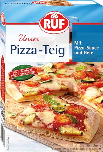 RUF veganer Pizza-Teig, Hefe-Teig und Pizza-Sauce für selbstgemachte Pizza, auch für Pizzastein geeignet