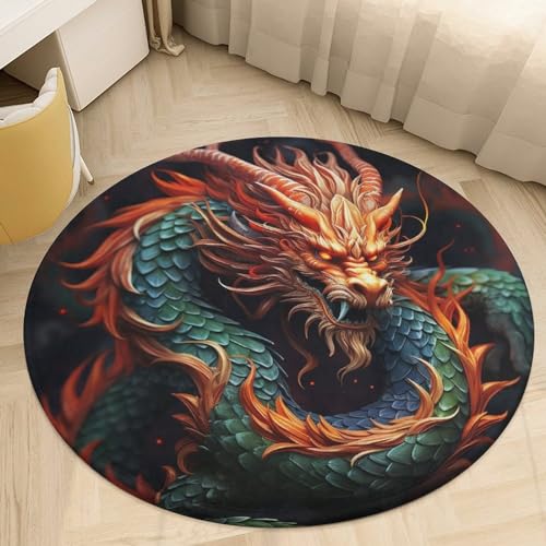 Alfombra pequeña de cocina y salón lavable con dragón chino 7