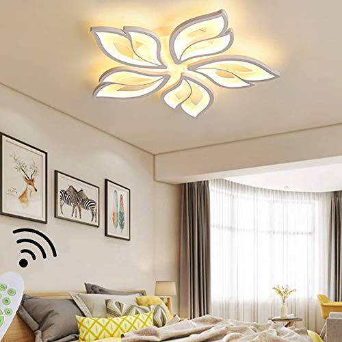 LED Plafonnier Dimmable Lampe salon LED Moderne forme de fleur Design Suspension Lampe décorative avec télécommande Métal Acrylique Lampe de table à manger cuisine chambre à coucher Plafond lustre