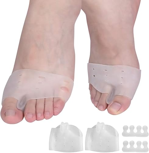 Toothbace Separador de dedos de gel, almohadilla de cojín para el antepié, corrector de juanetes, alisador de dedos grandes, calcetines protectores