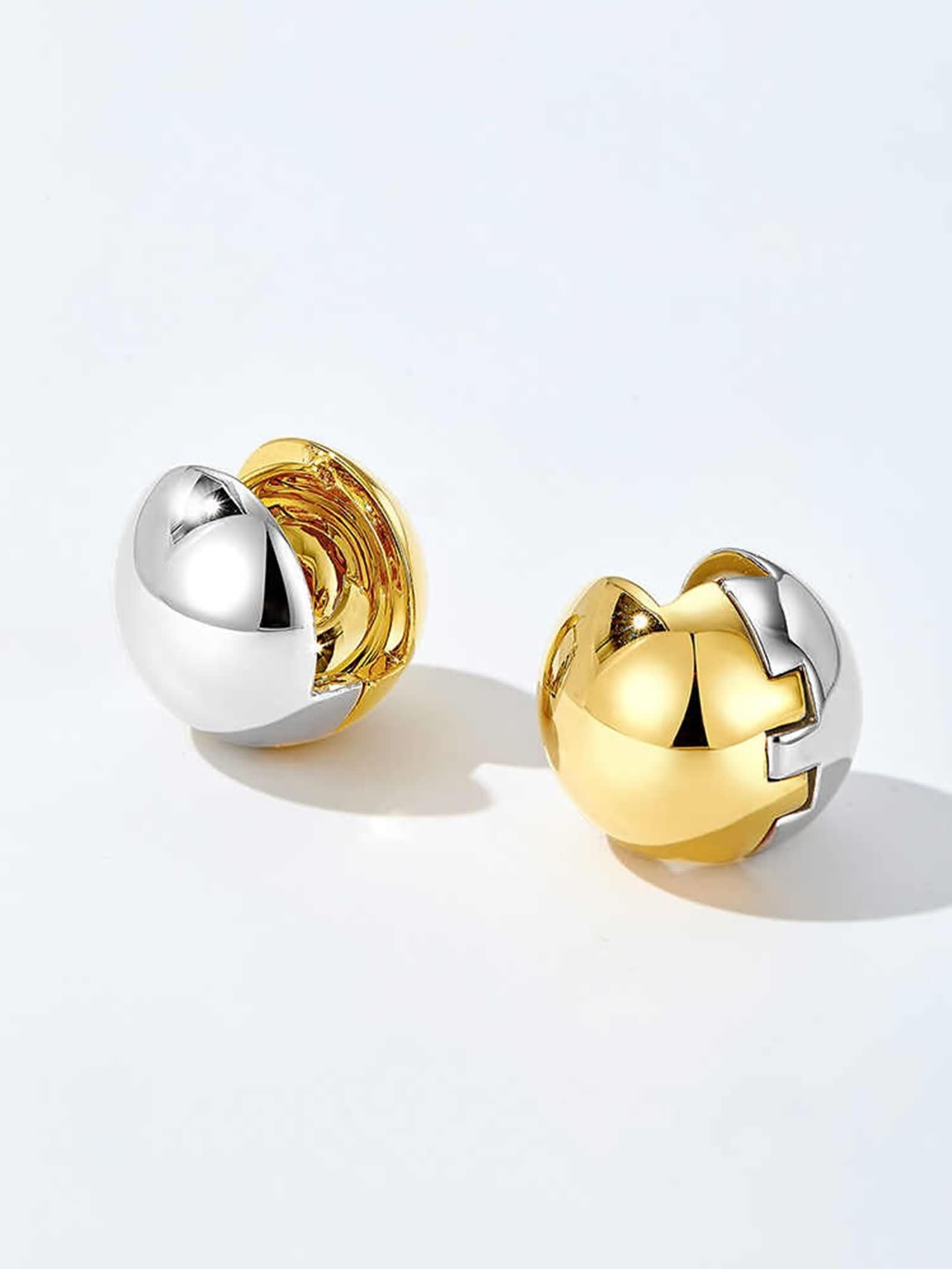 KnSam Pendientes de aro de oro amarillo 750 para mujer, tamaño doble, tamaño pequeño, oro de 18 quilates