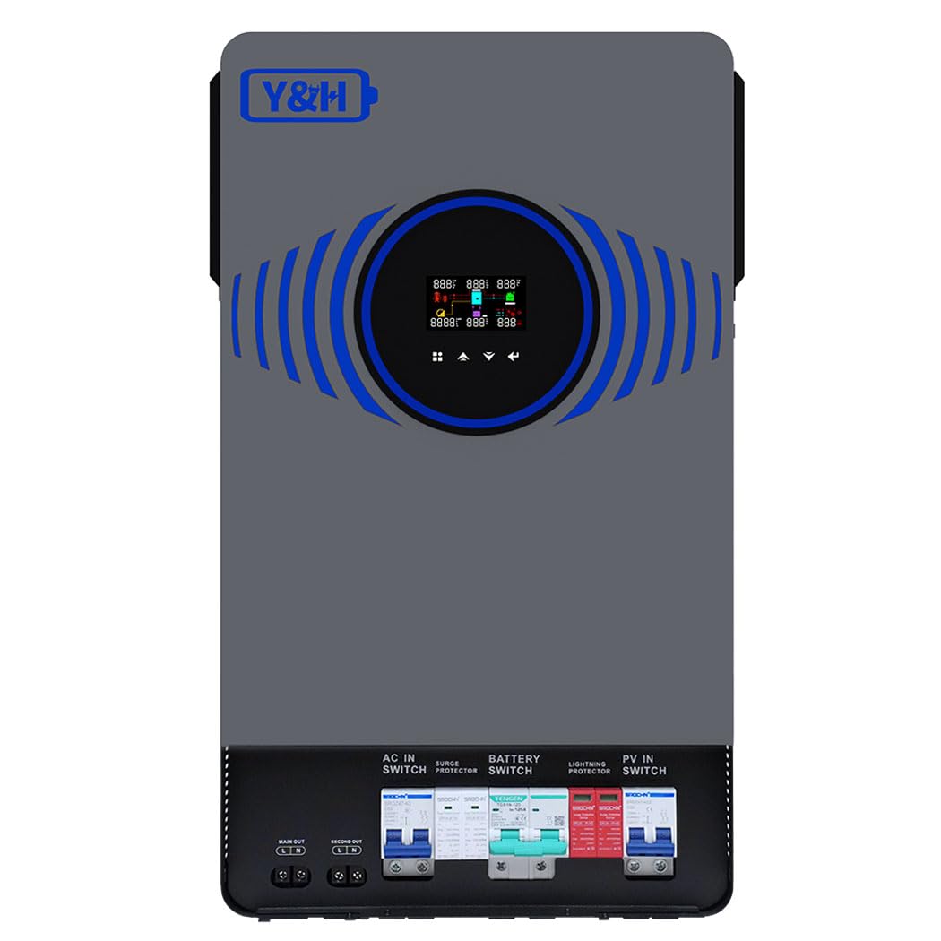 Y&H 4,2 KW Solar Hybrid Inverter 24VDC Built-in Air Switch and Lightning Protection Pure Sine Wave AC220 V Dual Output WiFi + BMS Dual Communication MPPT 120A