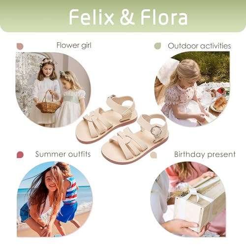 Image of Felix & Flora Toddler Girl Sandals - Little Girl Easter Dress Shoes Lightweight Open Toe Beach Holiday Flats