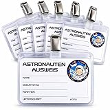Astronauten Ausweis für * Astronaut Flo* mit Clip und Hülle // Kindergeburtstag Kinder Geburtstag Feier Set Mottoparty Partygeschirr Deko Fest Party Motto Deko Weltraum Space Alien Raumschiff All Deko Spiel Mitgebsel