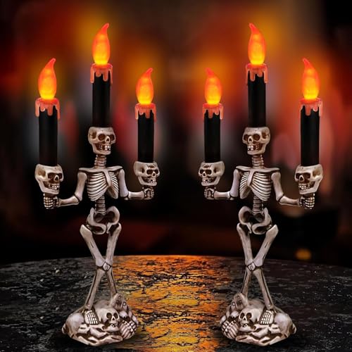 Image of Battery Flickering Lights Skull Candles
