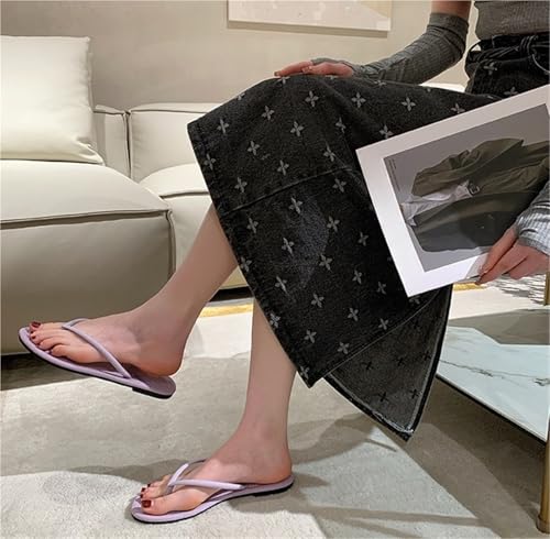 Women's Flip Flops Thong Sandals Flat Slip-On Open Toe Summer Beach Flip Flops With Slim T-Strap For Ndoor Outdoor Daily4