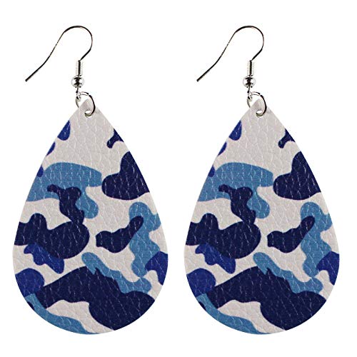 10 Pairs Camo Leather Drop Earrings Set Dainty Colorful Double Print Earrings Camouflage Teardrop Earrings for Women Jewelry3