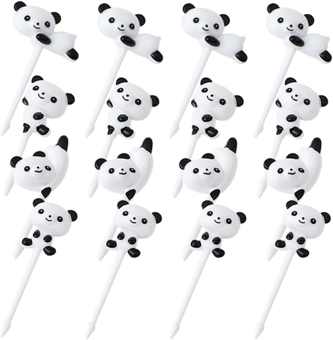 Plastic Food Sticks Cartoon Panda Fruit Picks 16pcs Lunchbox