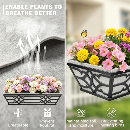 Jardinière avec doublure non tissé et crochets ajustables pour suspensions