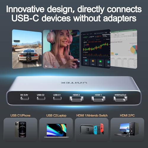 Commutateur HDMI 4 en 1 sortie 4K avec boîtier compact et commutation rapide