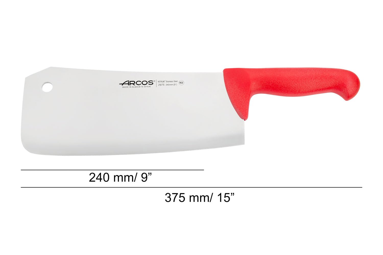 Arcos Fleischermesser aus Nitrum Edelstahl - Ideal für den intensiven und dauerhaften Gebrauch - Roter Polypropylengriff mit Farberkennungssystem - Serie 2900, Farbe Rot