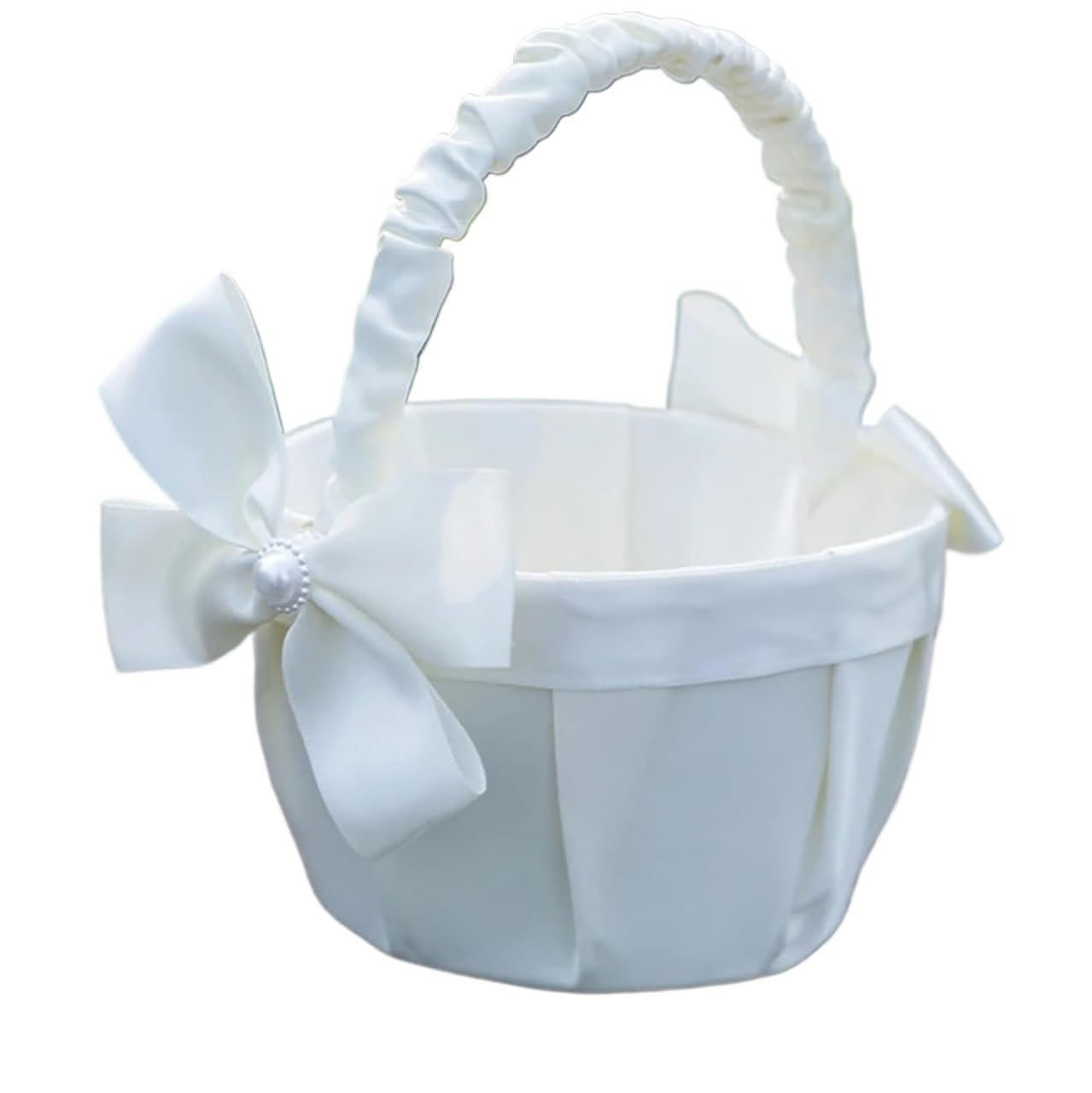 Wedding Petal Confetti Basket, White Flower Basket Portable Wedding Petal(White3)