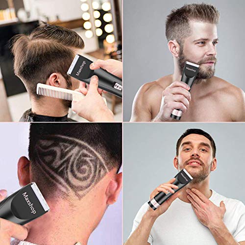 Maxshop Professional Hair Clippers For Men And Babies Quiet Clippers Cordless Haircut Kit With Charging Dock, 8 Comb Guides, 2 Scissors,1 Hair Comb Self Hair Cutting System (Black) #TOP4