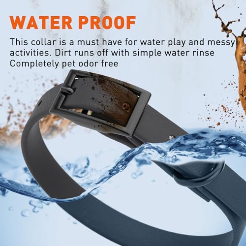 Image of Dogline Biothane Waterproof Dog Collar Strong Coated Nylon Webbing with Black Hardware Odor- Proof for Easy Care Easy to Clean High Performance Fits Small Medium or Large Dogs, Black
