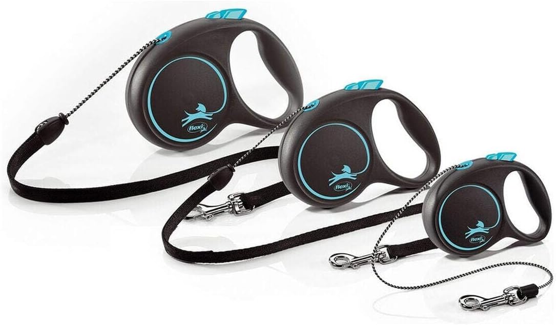 Flexi Black Design Cord Black Medium 5m Retractable Dog Leash/Lead for Dogs up to 20kgs/44lbs