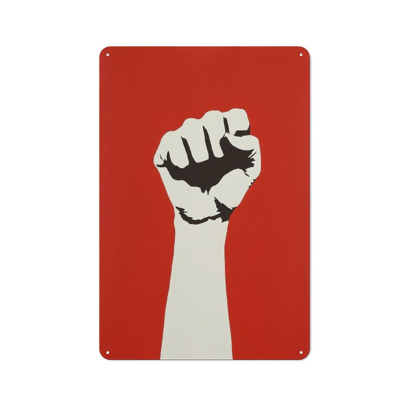 Jubonexis Fist Raised on Red Tin Metal Signs Wall Art Decorations for Bar Pub Club Cafe Room Farmhouse White 30x20cm