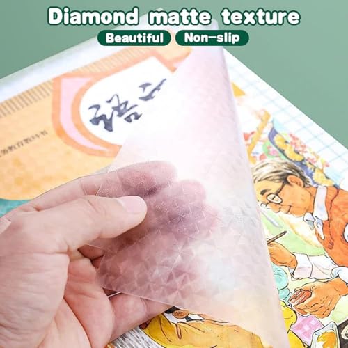 Image of Set of 30 Sheets Transparent Paper Sticker Book Covers Peel and Stick Waterproof Binding Film Diamond Pattern, Polypropylene (PP) 3 Sizes Assorted, (10 Each) 47 x 34 cm, 43 x 30 cm, 34 x 25 cm