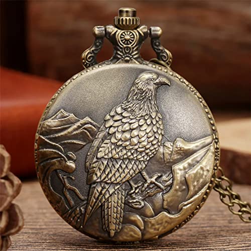 CNBPIC Eagle Display Quartzo Pocket Watch Bronze Colar Corrente Pocket Clock