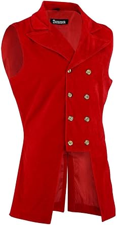 Darkrock Mens Double Breasted Governor Vest Waistcoat VTG Brocade Gothic Steampunk Victorian Suit Vest