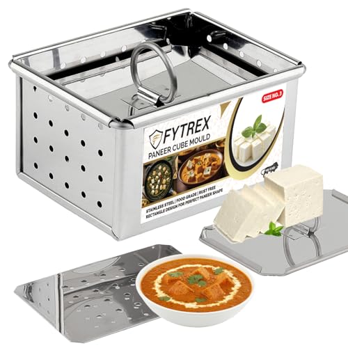 Image of Paneer Maker Steel 650 ML Large Size (12.5 x 10 x 6.5 cm) | Healthy Homemade Paneer & Tofu Press Mould | Premium Stainless Steel Paneer Maker with Lid | Rust-Free, Durable & Easy to Clean