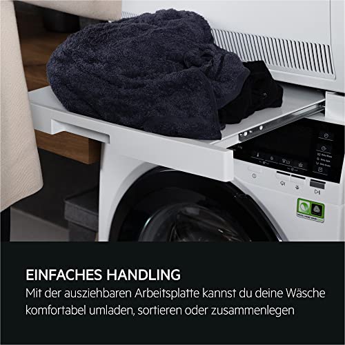 AEG Bausatz Wasch-Trocken-Säule SKP11GW3 / herausziehbare Arbeitsfläche/für AEG Waschgeräte / 52-67 cm Gerätetiefe/ergonomische Arbeitshöhe/Weiß