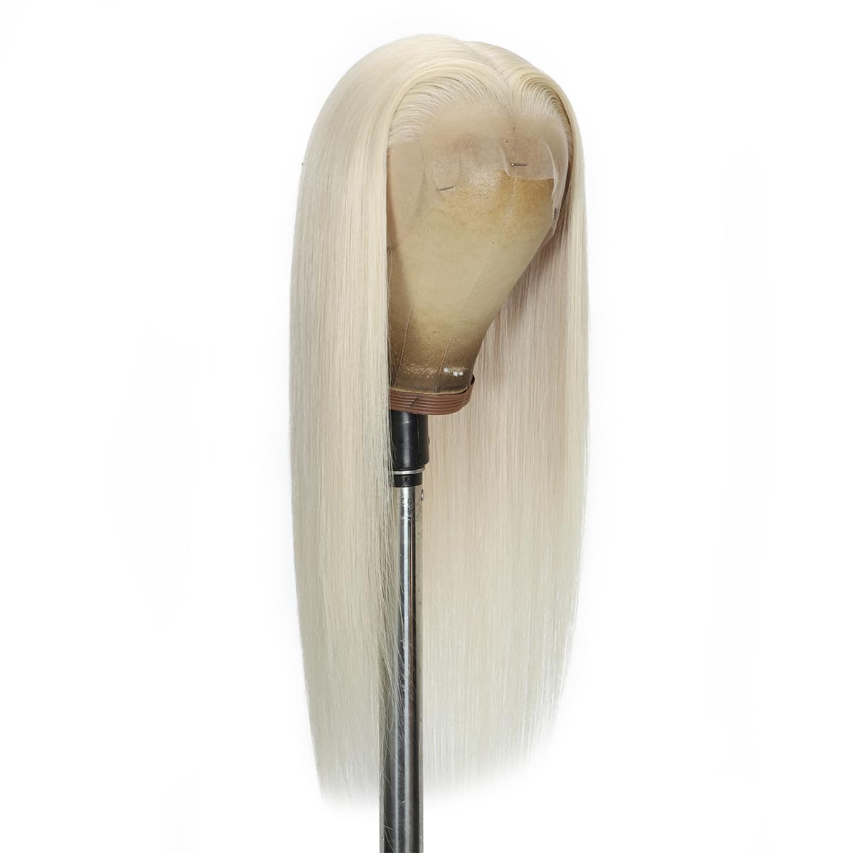 Peruka damska z prawdziwych włosów 60# biały blond Full Lace Wig, ludzkie włosy 100% Remy przezroczysta koronka wstępnie plucked 30 cm