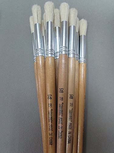 12pcs Artist Brushes White Bristle Acrylic and Oil Brush Round Sizes #18