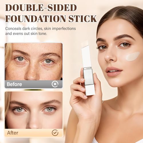 Color Changing Foundation Stick mit Bürste, Feuchtigkeitsspendende und Leichte Abdeckcreme, Farbwechselndes Foundation-Stick, Cremestift für Alle Hauttypen (A)