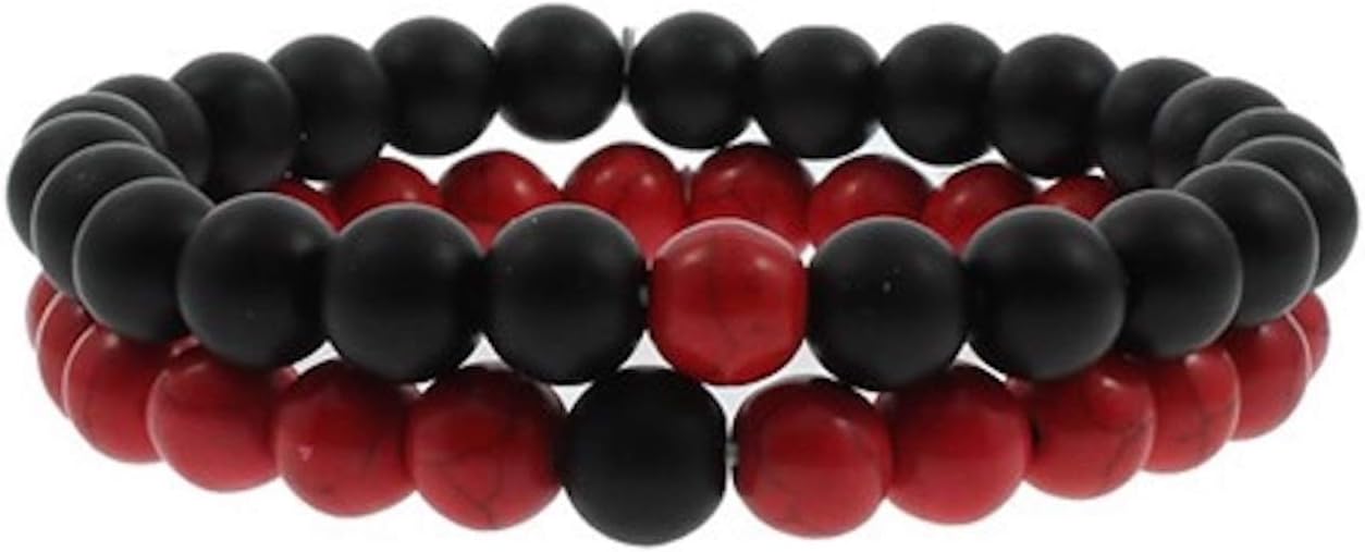 Black Onyx & Red Howlite Bracelet | Leo, Aries & Scorpio Birthstone | Root & Sacral Chakras