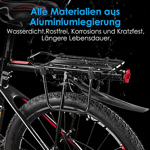 SPGOOD Fahrrad Gepäcktrager Set [24-29 Zoll ] Einstellbare Universal Aluminiumlegierung Mountainbike Gepäcktrager mit Reflektor, Schnellverschluss und Montage,Maximalbelastung 100kg