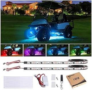 10L0L Golf Cart Underglow LED Light Strip Kit, 14 Modes Underbody Glow Neon Lighting with Wireless Remote Control, Sound Active, Water Resistant Flexible Tubes 126-LEDs 86 Inch 2 Pack
