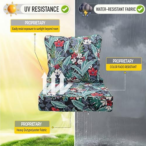 Image of Art Leon Waterproof Outdoor Seat Cushion 24 inchx 24 inch 30D High Density Foam Patio Chair Cushions with Non-Slip Backing Patio Cushions for Patio Furniture Porch Swing Garden Bench Camping Stadium