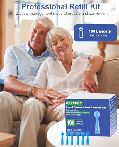 Image of Blood Glucose Test Strips, 100 lancets for Diabetes, Accurate, Auto Code, Compatible with All CAKRNPS Glucometer for Easy Blood Sugar Testing (No Monitor)