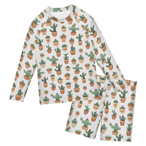 Cactus Cute Baby Boys' Toddler Long Sleeved Rashguard Swim Bathing Suit Set B0402411
